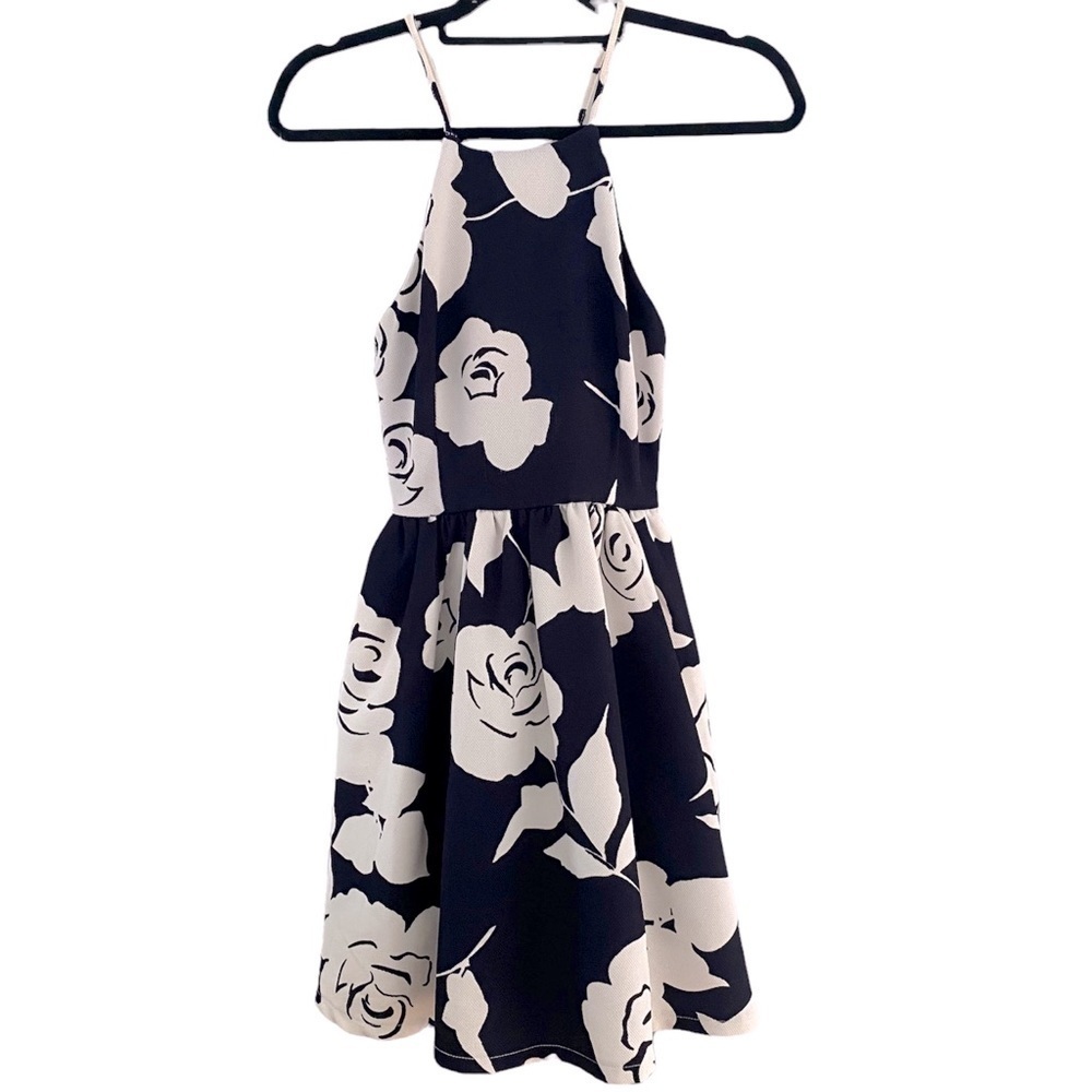 INA Rose Strappy High Neck Crisscross Back Fit and Flare Dress